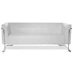 Divan lounge - HJH OFFICE - CURACAO - Moderne et confortable - Simili cuir blanc - 3 places