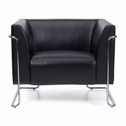 Fauteuil rembourré - hjh OFFICE - CURACAO - Noir - similicuir