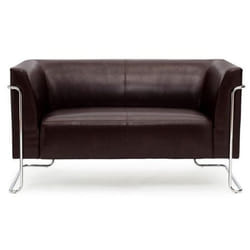 Divan lounge CURACAO - HJH OFFICE - 2 places - Marron - Moderne - Confortable - Simili cuir