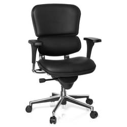 Siège de direction de luxe  - hjh OFFICE - ERGOHUMAN BASE - Noir - cuir