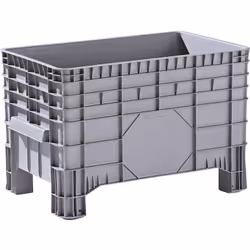 Caisse-palette en polyéthylène, capacité 285 l, 4 pieds avec passages pour fourches, 1 pièce et +. Produit livré = monté. Cap ...