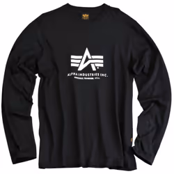 Alpha Industries Basic T Chemise Longsleeve, noir-blanc, taille S pour Hommes
