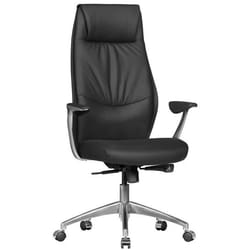Chaise de bureau  en cuir, chaise de direction noire, chaise pivotante