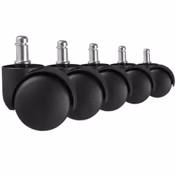 Amstyle Jeu de 5 roulettes de chaise de bureau universelles pour moquettes Noir 11 / 50 mm…