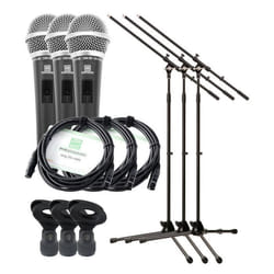 Pronomic Microphone DM-58 Vocal avec Interrupteur  Starter Set de 3 avec 3 x stand + pince + câble