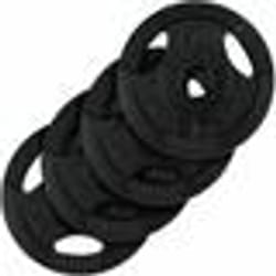 ScSPORTS® Disques de Poids - 4x125 kg 30/31 mm Fonte Noir - Plaques dHaltères Olympiques Tri-Grip Équipement Gym Musculation