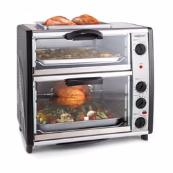 2350 watts : double four puissant Volume total de 42 litres : divisé en deux compartiments de cuisson (28 + 14 litres) Avec t ...