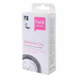 Fair Squared Sensitive Dry, Préservatif masculin, Lisse, Transparent, Latex, Régulier, 52 mm