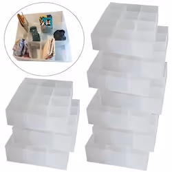 DynaSun Kit 10x PP-51H-A Boîte transparent Boîte polyvalente Organisateur Placard Diviseurs à tiroirs Conteneur pour
