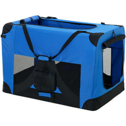 [pro.tec] Cage de Transport pour Chien Box de Transport pour Chien Chenil Polyester Pliant Bleu Taille M