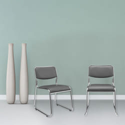Pro.tec Lot de 4 Chaise de Bureau Chaise de Conférence Siège Similicuir Gris 51 cm x 77 cm x 55 cm