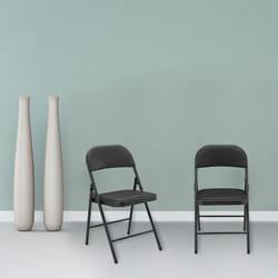 Lot de 6 Chaises de Bureau Chaise de Conférence Chaise de Salon Pliante Chaise Visiteur Similicuir Métal Noire 46 cm x 80 cm x 50 cm [ Pro.tec
