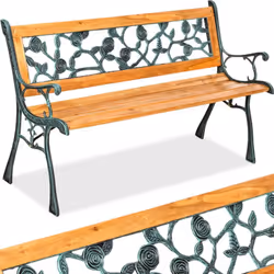 Description générale Ce banc de jardin en bois et fonte, au motif floral, apporte une touche d'élégance et de convivialité à  ...
