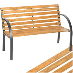 BANC DEXTERIEUR - TECTAKE - Banc de Jardin MICHAELA en Bois Design 2 places Structure en Acier 1195 cm x 62 cm x 83 cm