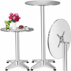Tectake - Mange debout en Aluminium, rond Réglable en hauteur 60 x 75/115 cm