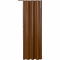 Porte accordéon profil à double paroi avec poignée coulissante  marron teck