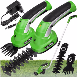 Cisaille à Haie, Cisaille à gazon, Cisaille à main 2 en 1, Taille Herbes 2 Lames Sans Fil - TECTAKE + Manche Télescopique + C ...