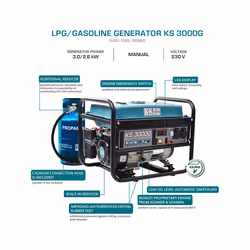 Könner & Söhnen KS 3000G groupe électrogène 2,6 W 15 L Essence Couleur aqua, Noir - Vue supplémentaire 9