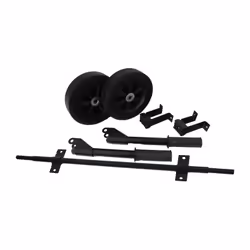 Le kit de transport, qui comprend 2 roues, 2 pieds de support, un demi-essieu et 2 poignées. L'ensemble convient à toutes les ...