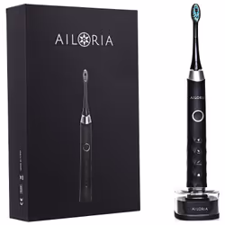 Ailoria SB-180B, Adulte, Brosse à dents à ultrasons, Soin quotidien, Nettoyage en profondeur, Massage, Blanchiment, Noir, Arg ...