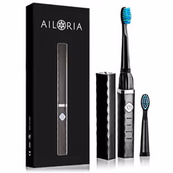 Ailoria Flash Travel, Adulte, Brosse à dents à ultrasons, Soin quotidien, Nettoyage en profondeur, Massage, Blanchiment, Noir ...