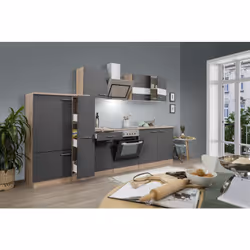 Bloc cuisine composé de: Réfrigérateur encastré avec compartiment congélateur Cuisinière encastrée avec plaque de cuisson ino ...