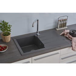 Evier granit composite Evier en granit à encastrer 81 x 50 cm gris - Respekta