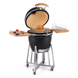 Klarstein Kingsize Kamado Grill Chariot Charbon de bois (combustible) Noir, Acier inoxydable