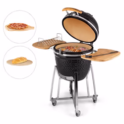 Klarstein Kingsize Kamado Grill Chariot Charbon de bois (combustible) Noir, Acier inoxydable - Vue supplémentaire 4