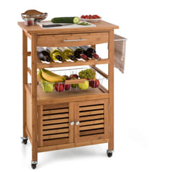 Louisiana Chariot de service cuisine Trolley 4 étages Bambou