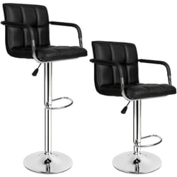Tectake - Lot de 2 tabourets de bar Revêtement en cuir synthétique Hauteur d'assise 62,5 - 82,5 cm