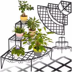 Étagère pour plantes droite à 3 niveaux noir