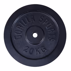 Gorilla Sports 100538-00019-0025, Standard, Disque de poids en fonte, 20 kg, Noir, Rond, Fonte