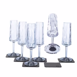 Silwy KO-CH-C-6, Flûte à champagne, 150 ml, Plastique, Transparent, Claire, Allemagne