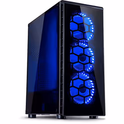 Inter-Tech CXC2, Tower, PC, Noir, ATX, ITX, micro ATX, Verre trempé, Bleu