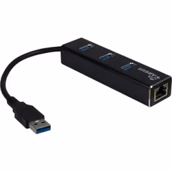 Inter-Tech ARGUS IT-310, USB 3.2 Gen 1 (3.1 Gen 1) Type-A, IEEE 802.3ab, IEEE 802.3i, IEEE 802.3u, Noir, RJ-45, USB 3.2 Gen 1 ...
