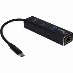 Inter-Tech ARGUS IT-410, USB 3.2 Gen 1 (3.1 Gen 1) Type-C, IEEE 802.3ab, IEEE 802.3i, IEEE 802.3u, Noir, RJ-45, USB 3.2 Gen 1 ...