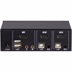 Inter-Tech AS-21HA HDMI commutateur écran, clavier et souris Noir