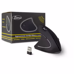 Inter-Tech KM-206L, Ambidextre, Conception verticale, Optique, RF sans fil, 1600 DPI, Noir, Blanc