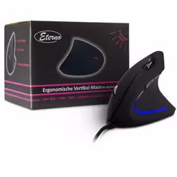 Inter-Tech KM-206WR, Droitier, Conception verticale, Optique, USB Type-A, 2400 DPI, Noir, Bleu