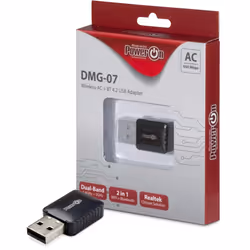 Inter-Tech DMG-07, Sans fil, USB, WLAN / Bluetooth, Wi-Fi 5 (802.11ac), 650 Mbit/s, Noir
