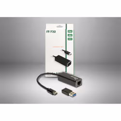Inter-Tech IT-732, Avec fil, USB Type-C, Ethernet, 2500 Mbit/s, Gris