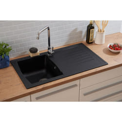 Vier de cuisine Évier à encastrer Mineralite Évier 86 x 50 noir - Respekta