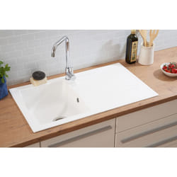 Vier Évier de cuisine Évier à encastrer Mineralite Évier 86 x 50 blanc - Respekta