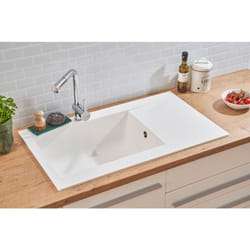 Evier à encastrer Evier de cuisine Granit Mineralite 86 x 50 cm blanc Respekta