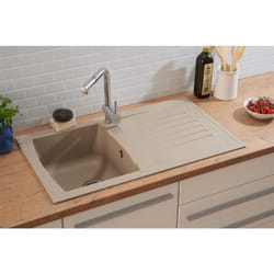 Vier Évier de cuisine Évier à encastrer Mineralite Évier 86 x 50 beige sable - Respekta
