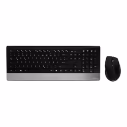 MediaRange MROS105, Sans fil, RF sans fil, Clavier mécanique, QWERTZ, Noir, Argent, Souris incluse