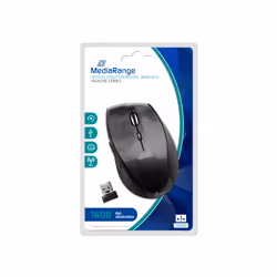 MediaRange MROS207, Droitier, Optique, RF sans fil, 1600 DPI, Noir, Charbon