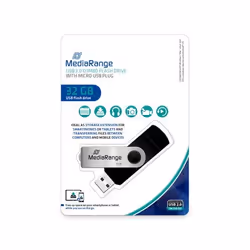 MediaRange MR932-2 lecteur USB flash 32 Go USB Type-A / Micro-USB 2.0 Noir, Argent