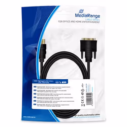 MediaRange MRCS185, 2 m, HDMI/DVI, Mâle, Or, Noir